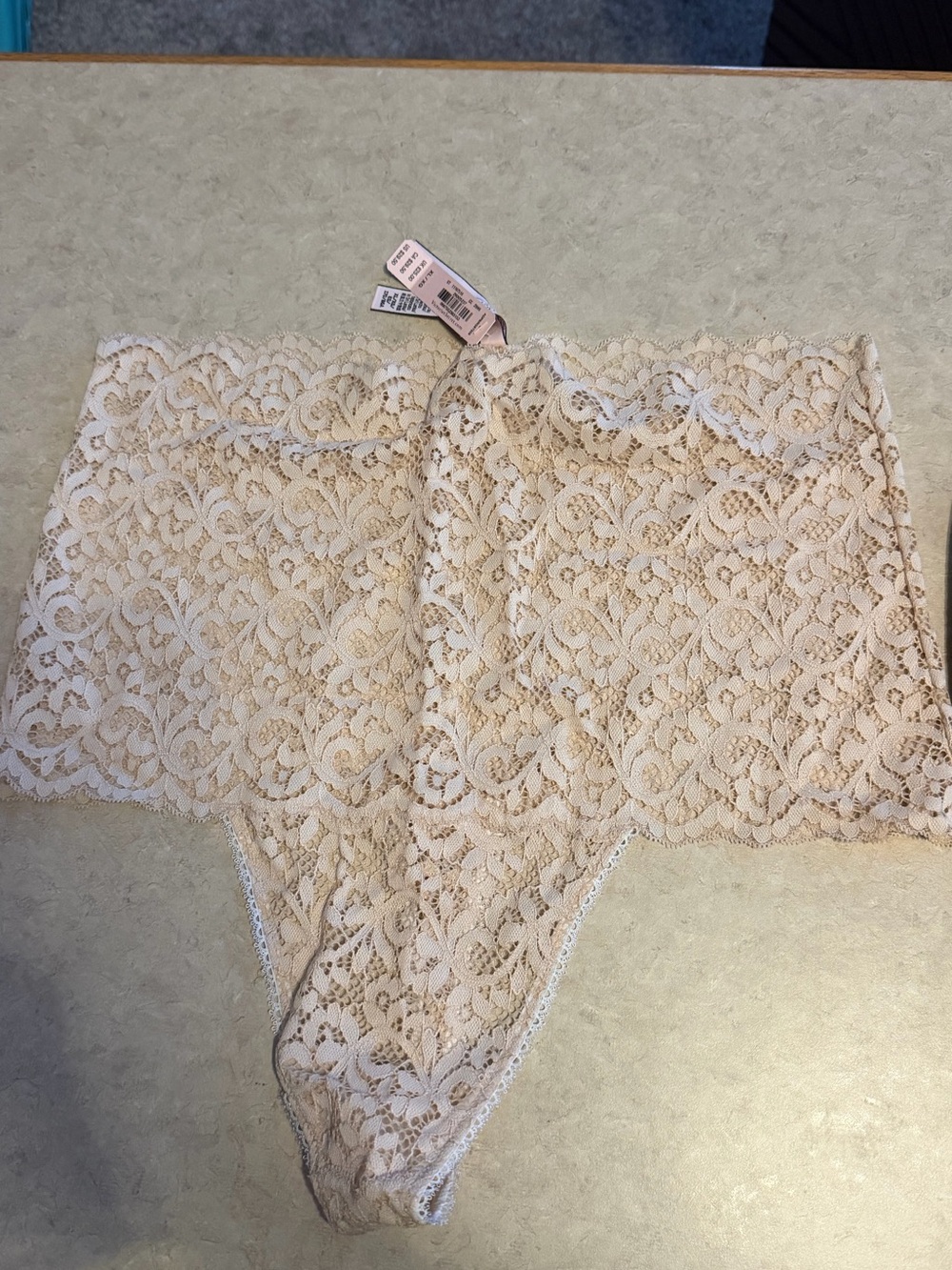 Victoria's Secret Cream Lace High-Waist Thong